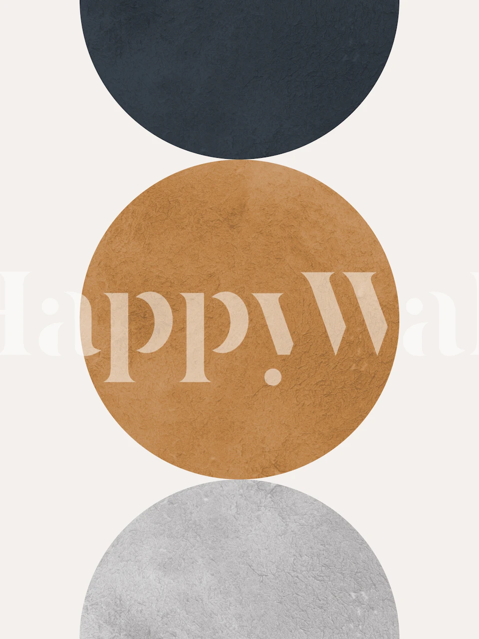 abstract fotobehang met marineblauwe, terracotta en lichtgrijze cirkels