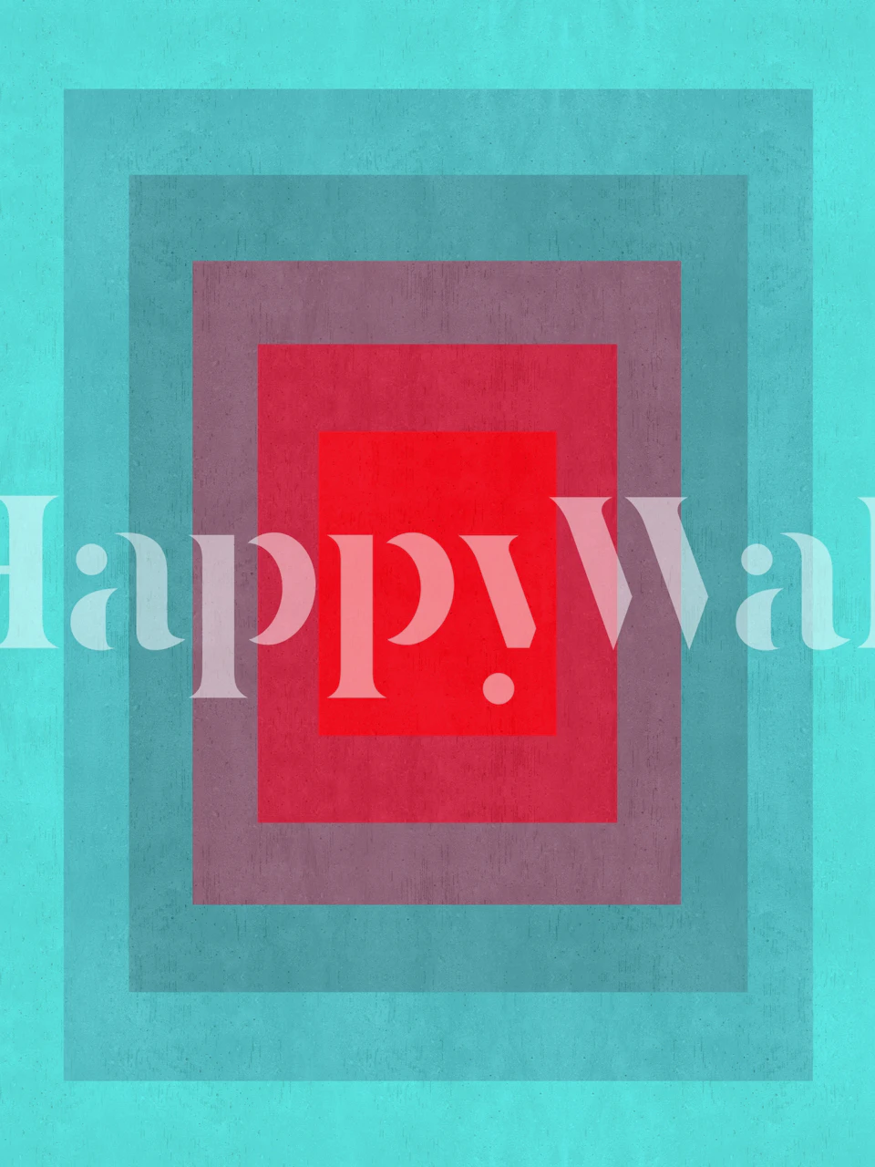 Gradient Geometric Conceptual wall mural with layers of squares transitioning from teal to crimson