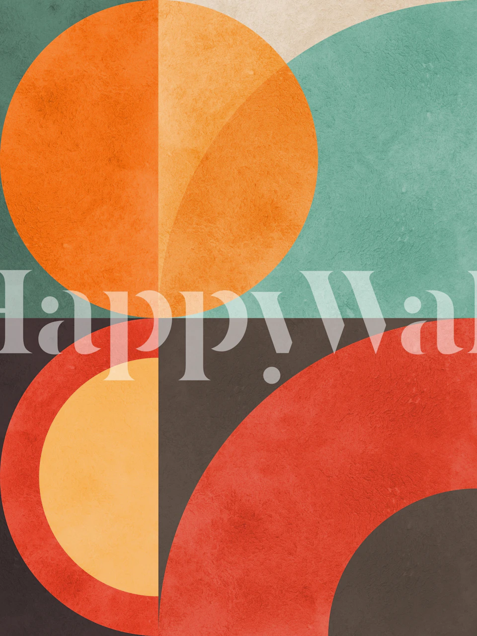 Farbenfrohes Wandbild mit geometrischen Kreisen in harmonischem Design mit warmen und kühlen Tönen