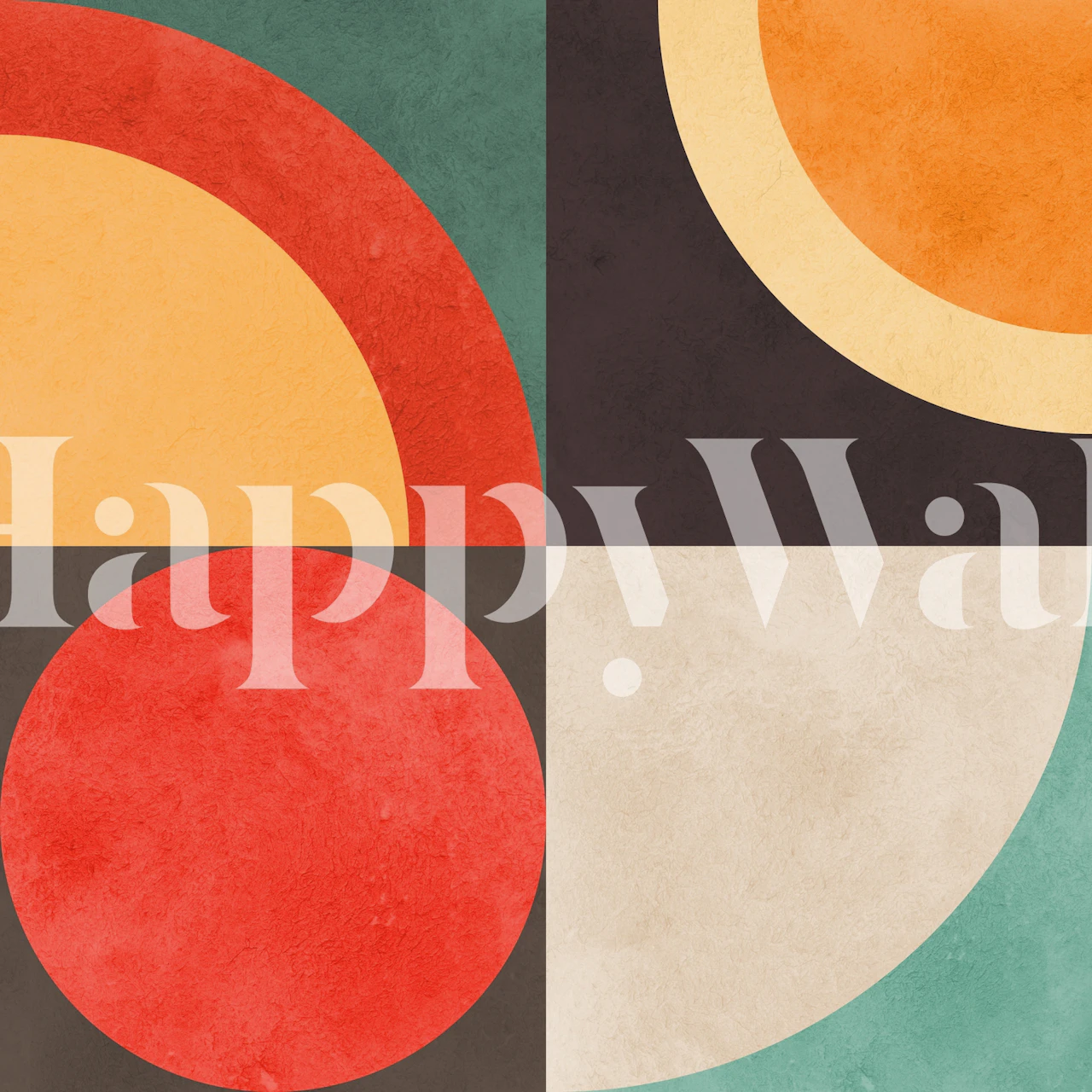 Colorful geometric wallpaper in modern room