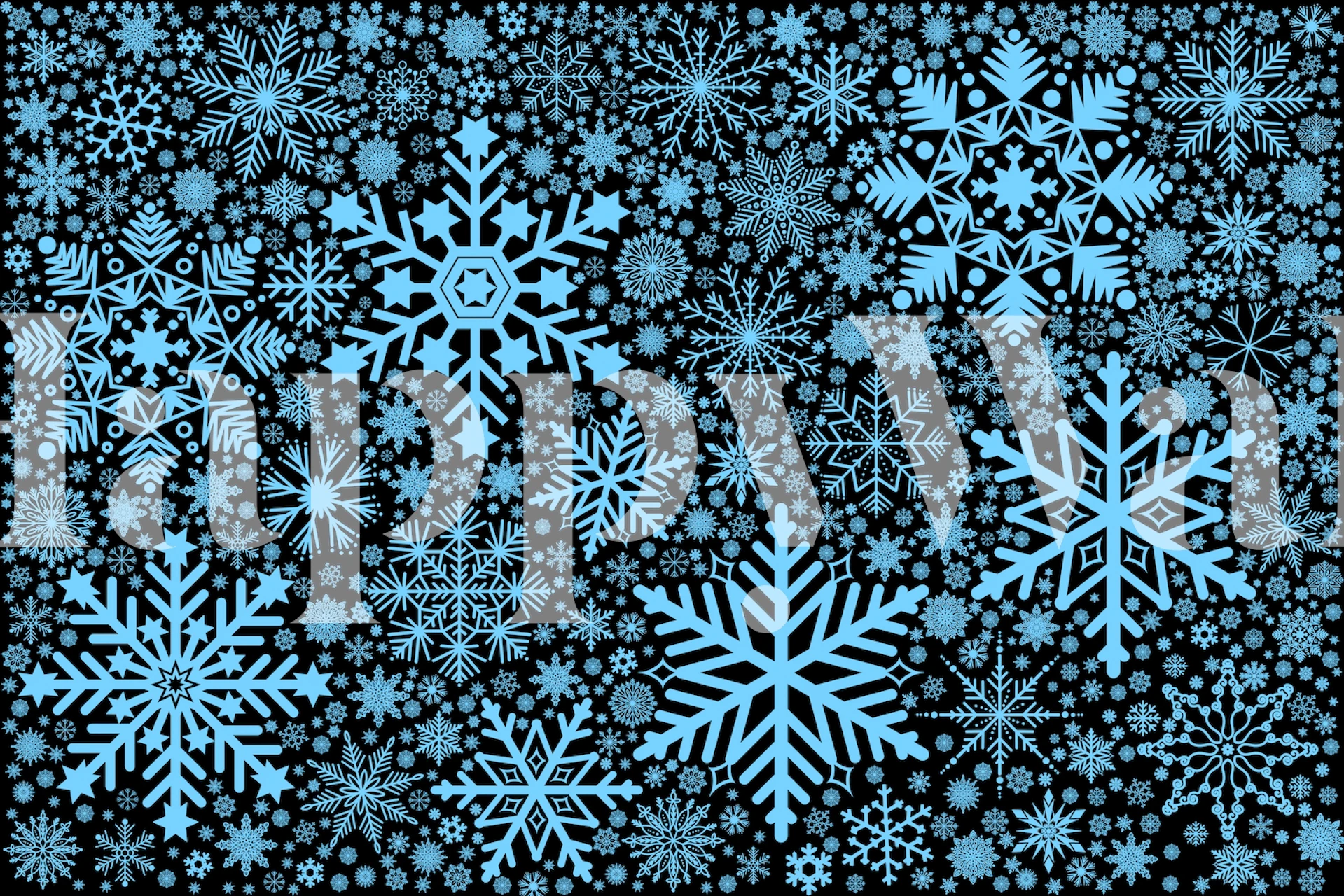 Blue snowflakes on a dark background wallpaper