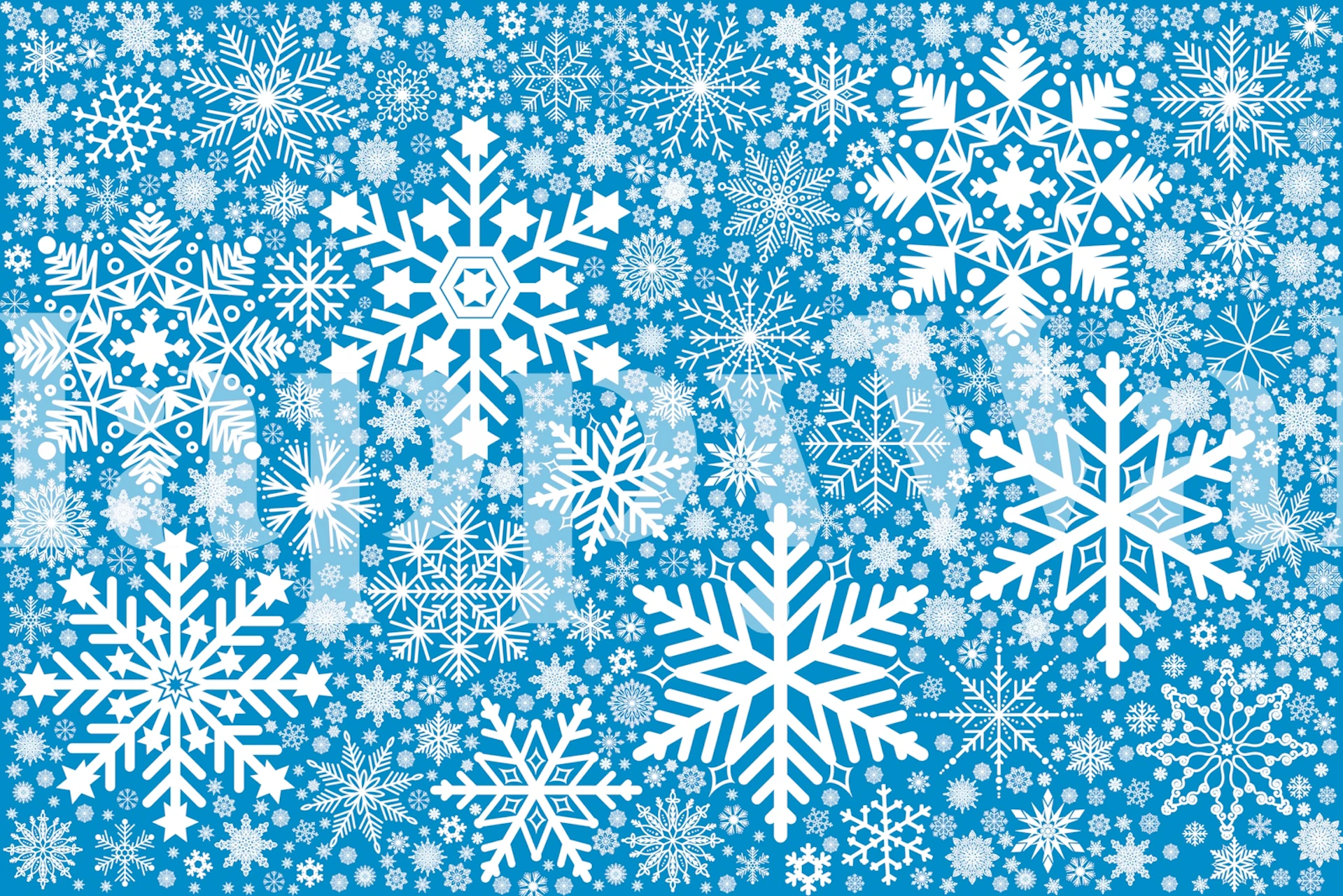 Elegant snowflakes background wall mural in soft blue tones.