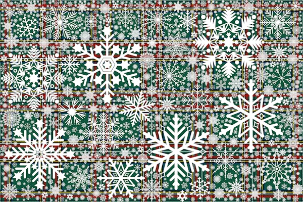 Snowflakes Design on Tartan Background 2