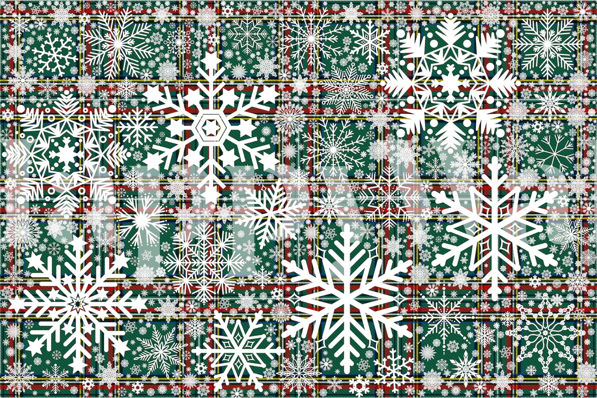 Snowflakes Design on Tartan Background 2 in een gezellige kamer