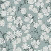 Japanese Floral Blossom & leaves - Grey Blue tapet