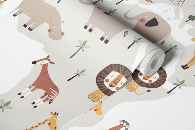 World Map with Animalswallpaper roll