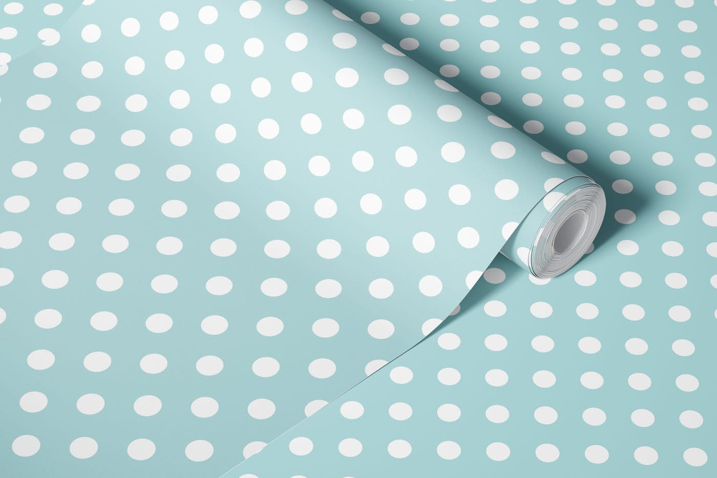 Modern Simple Pop Polka Dots - White / Blue wallpaper roll