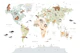 Colored World map with animals