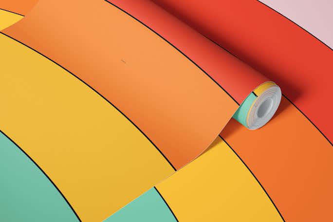 Colorful Rainbow Retro Vibeswallpaper roll