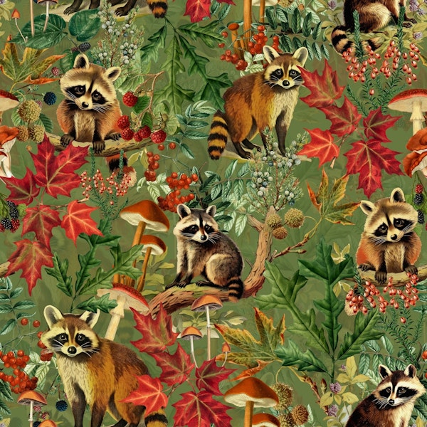 Wild Racons In Autumnal Forest