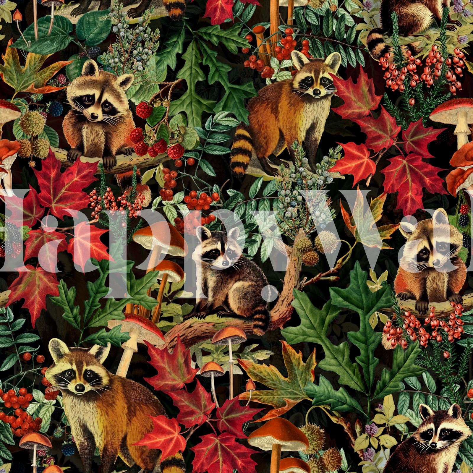 Fall Raccoon Patterns Autumn Raccoon Forest Wallpaper