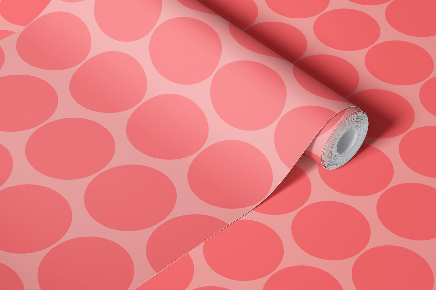 Modern Simple Pop Big Dots - Pink Peaches wallpaper roll