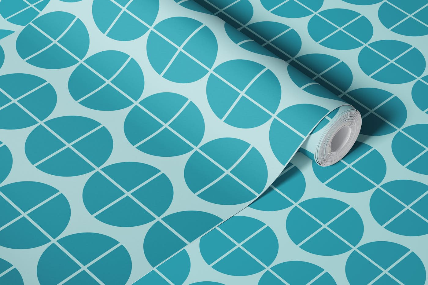 Modern Simple Pop Big Dots - Turquoise Blue wallpaper roll