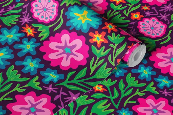 SAYULITA Colorful Tropical Floral Deep Largewallpaper roll