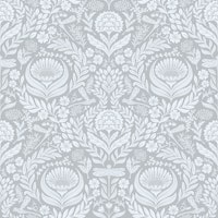 Victorian dragonflies damask - icy grey tapet
