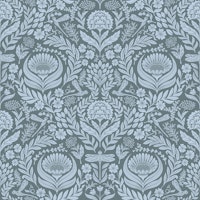 Victorian dragonflies damask - grey tapet