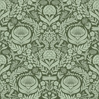 Victorian dragonflies damask - green tapet