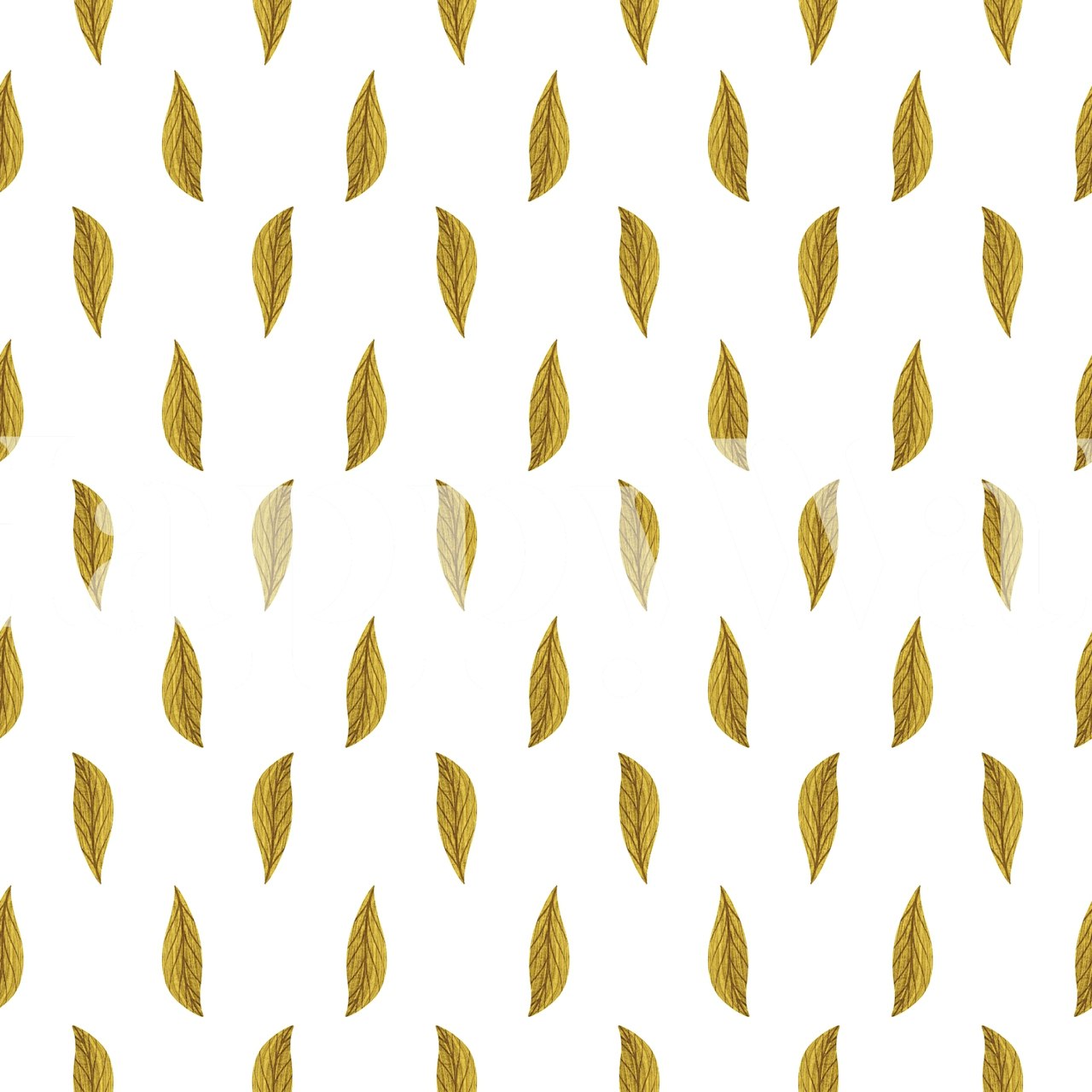 Mustard leaf pattern wall mural on a white background