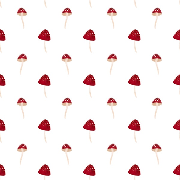 Crimson Caps: Whimsical Red Top Mushroom Pattern