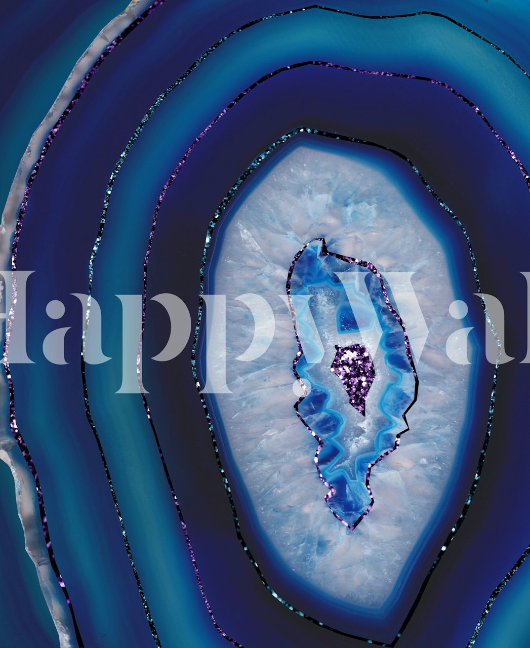 Elegant Mermaid Agate Purple Blue wall mural with natural gemstone patterns