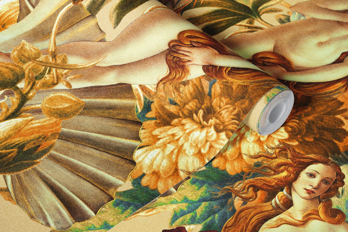 Venus and Floral Pattern wallpaper roll