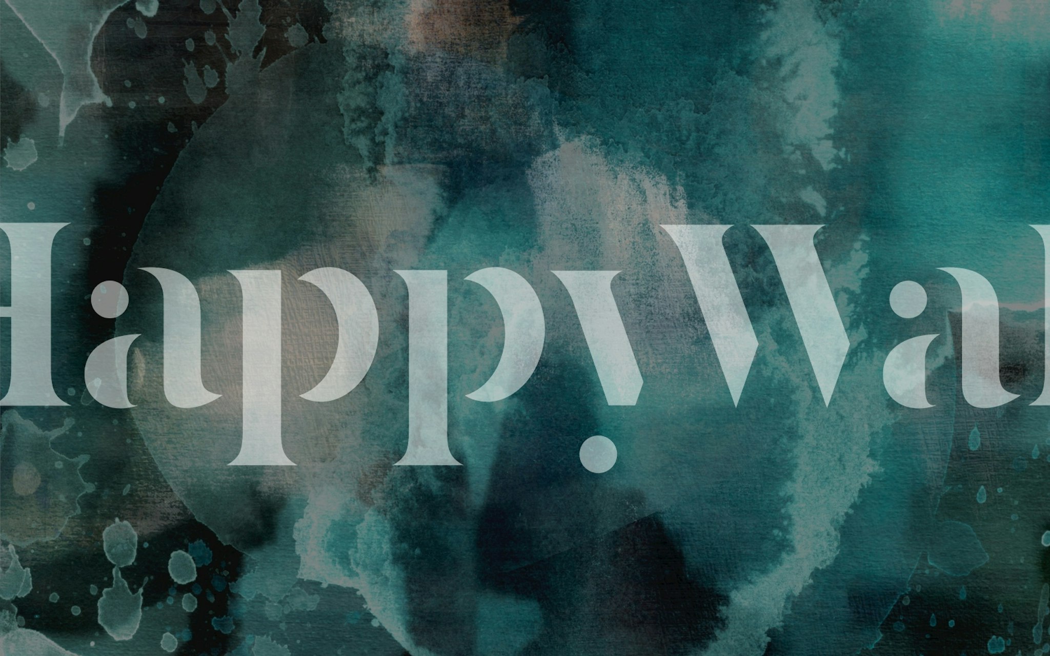 Abstrakti sinivihreä ja harmaa seinämaalaus luovat rauhallisen vesimaiseman vaikutelman