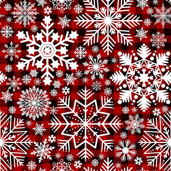 Snowflakes Pattern on Tartan Background 2