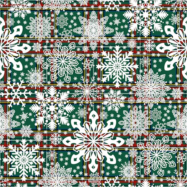 Snowflakes Pattern on Tartan Background 3