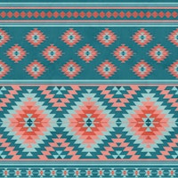 Kilim stripes in teal blue coral red tapetit