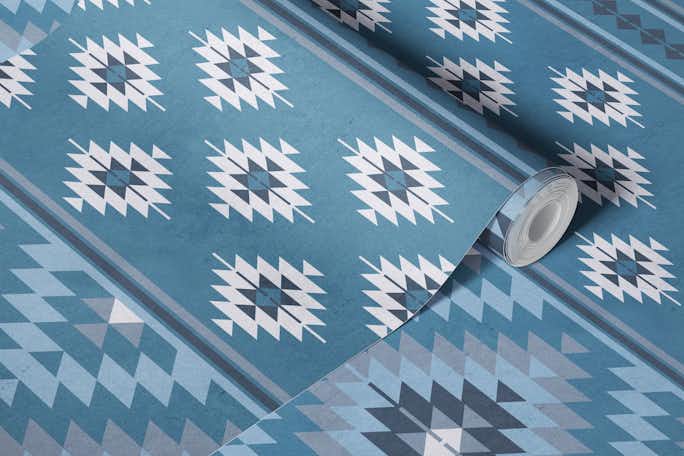 Kilim stripes in slate denim blue largewallpaper roll