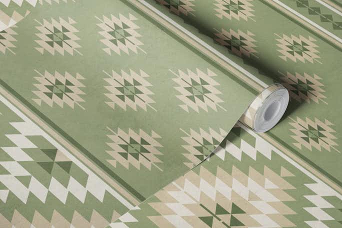 Kilim stripes in olive sage green beige largewallpaper roll