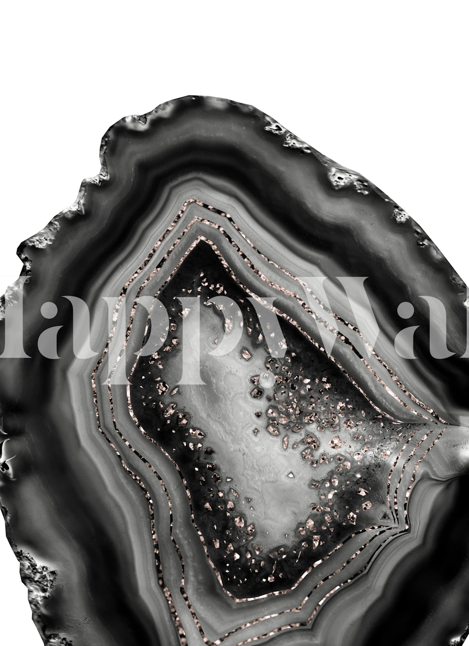 Black and white agate pattern with rose gold glitter wallpaper