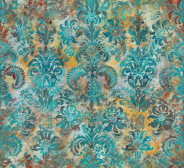 Grunge damask pattern tiffany mustard