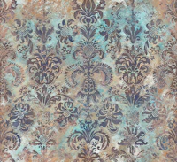 Grunge damask pattern mauve blue orange tapete