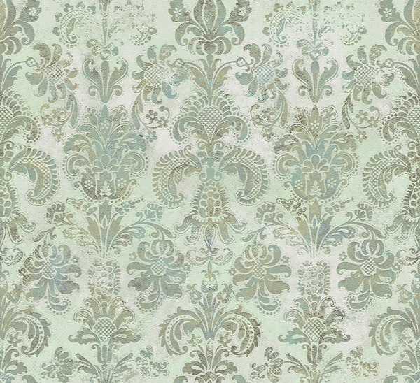 Grunge damask pattern sage mint duck