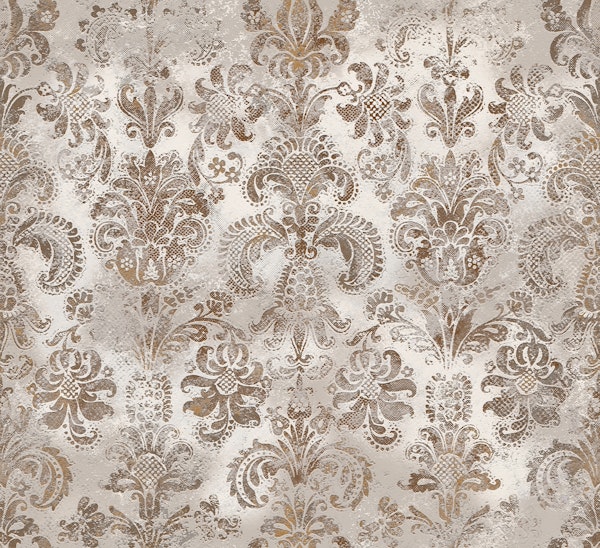 Grunge damask pattern beige rust ochre cream