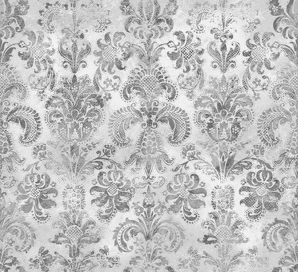 Grunge damask pattern grey white