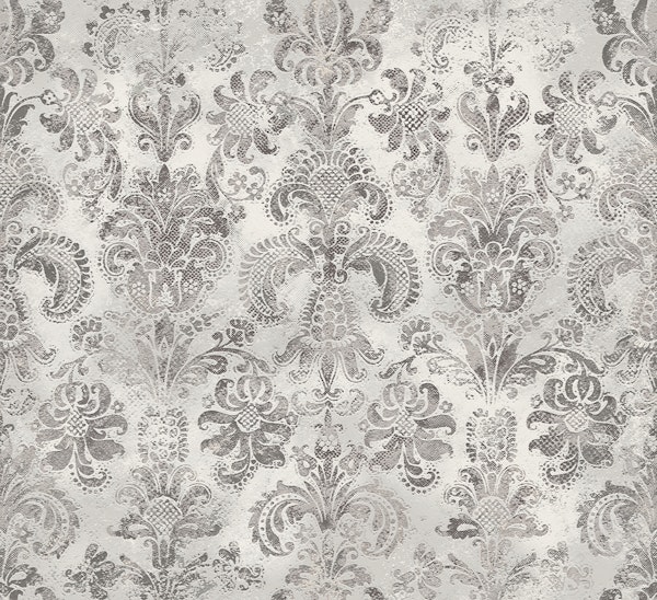 Grunge damask pattern cappuccino grey cream