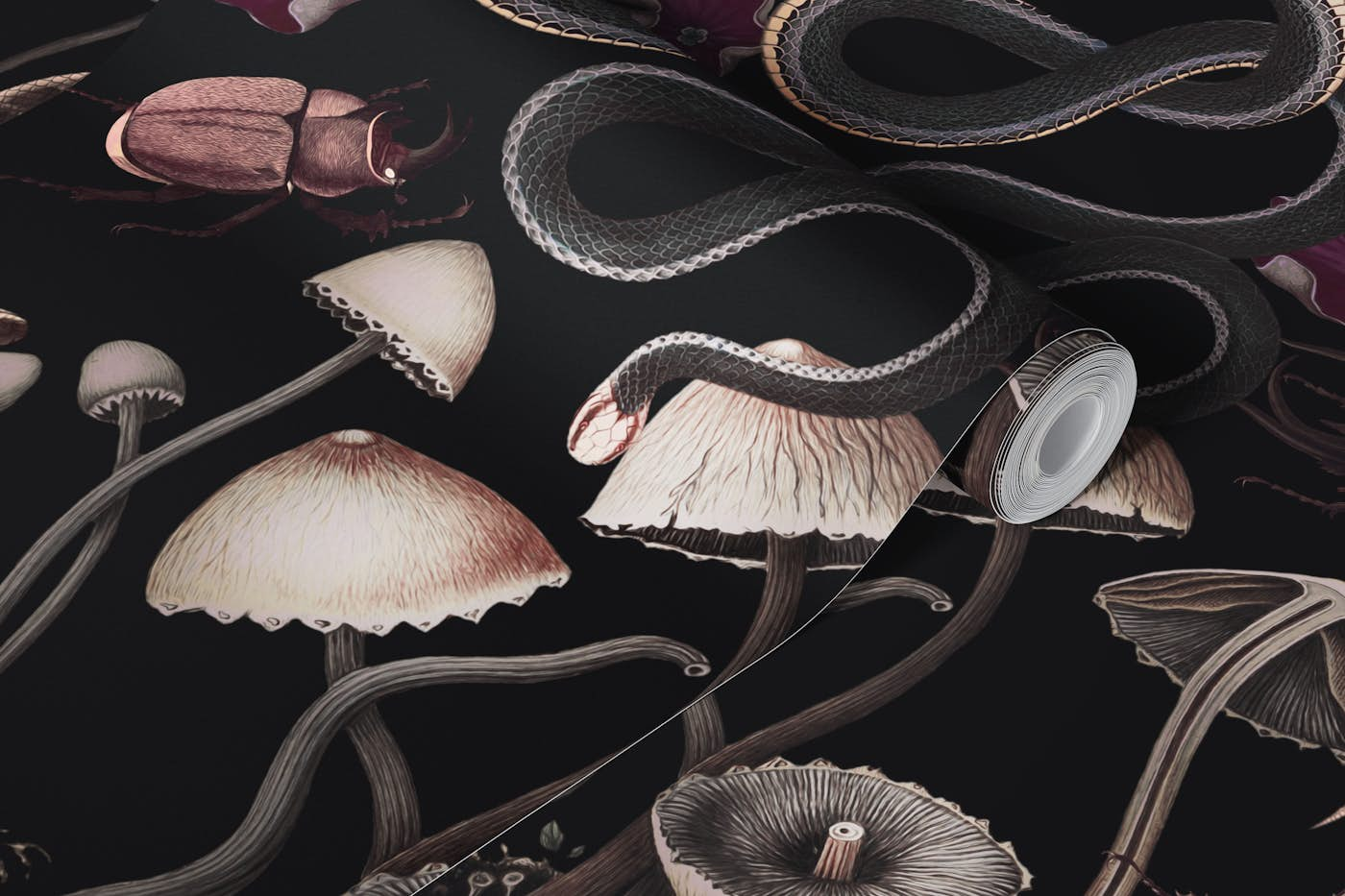 Mushroom Snake Garden I wallpaper roll