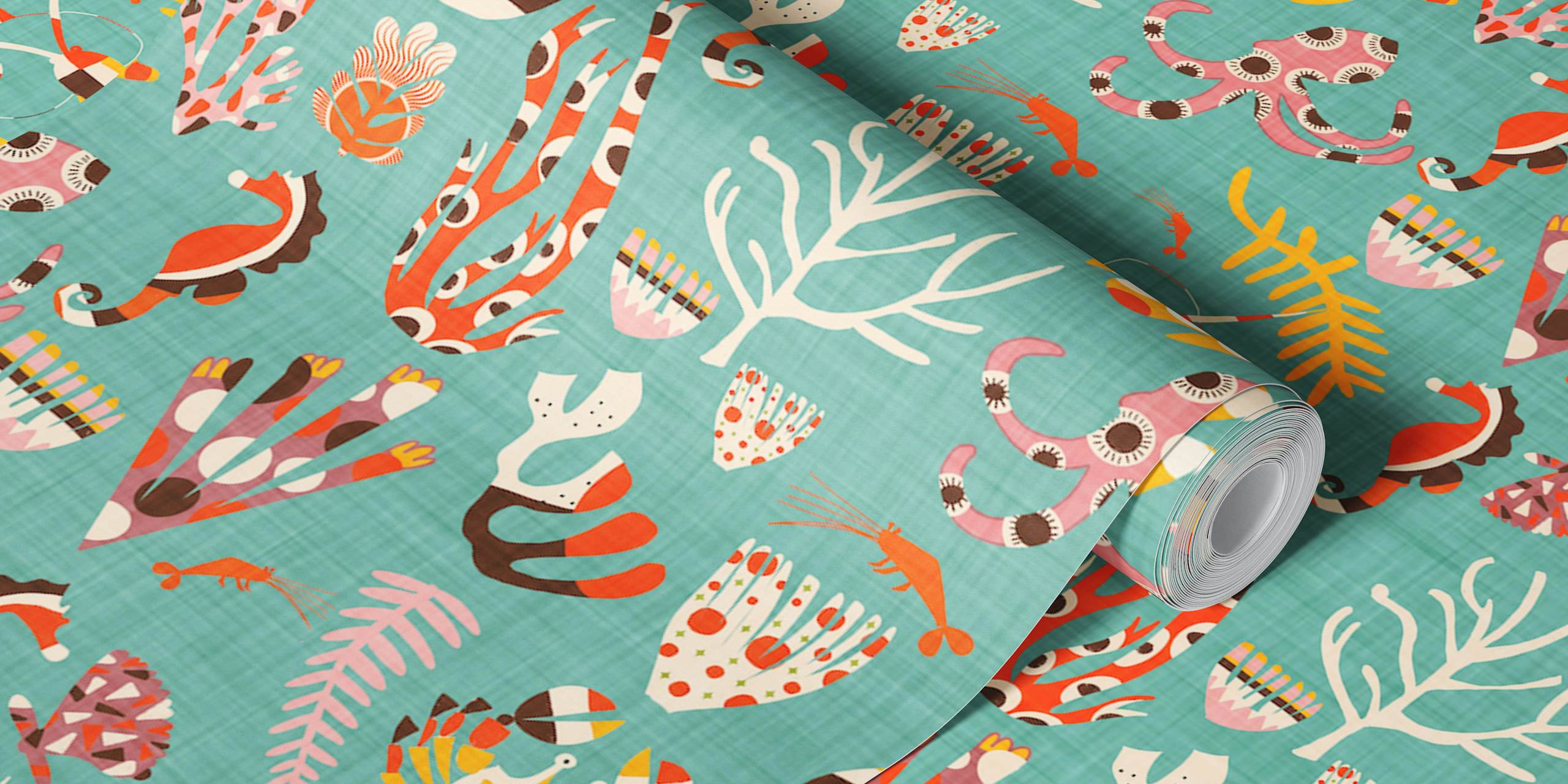 Retro Coral Reef wallpaper in a room