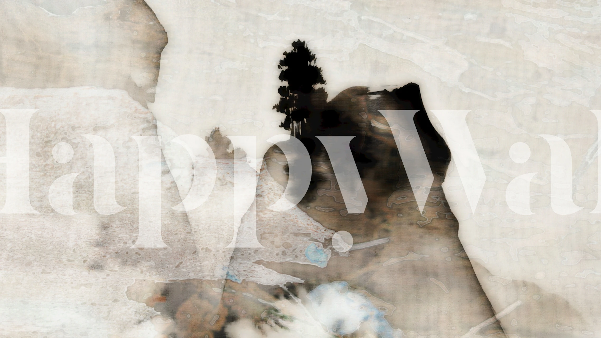 Fototapeta w neutralnej tonacji przedstawiająca japońską sosnę w mglistym krajobrazie