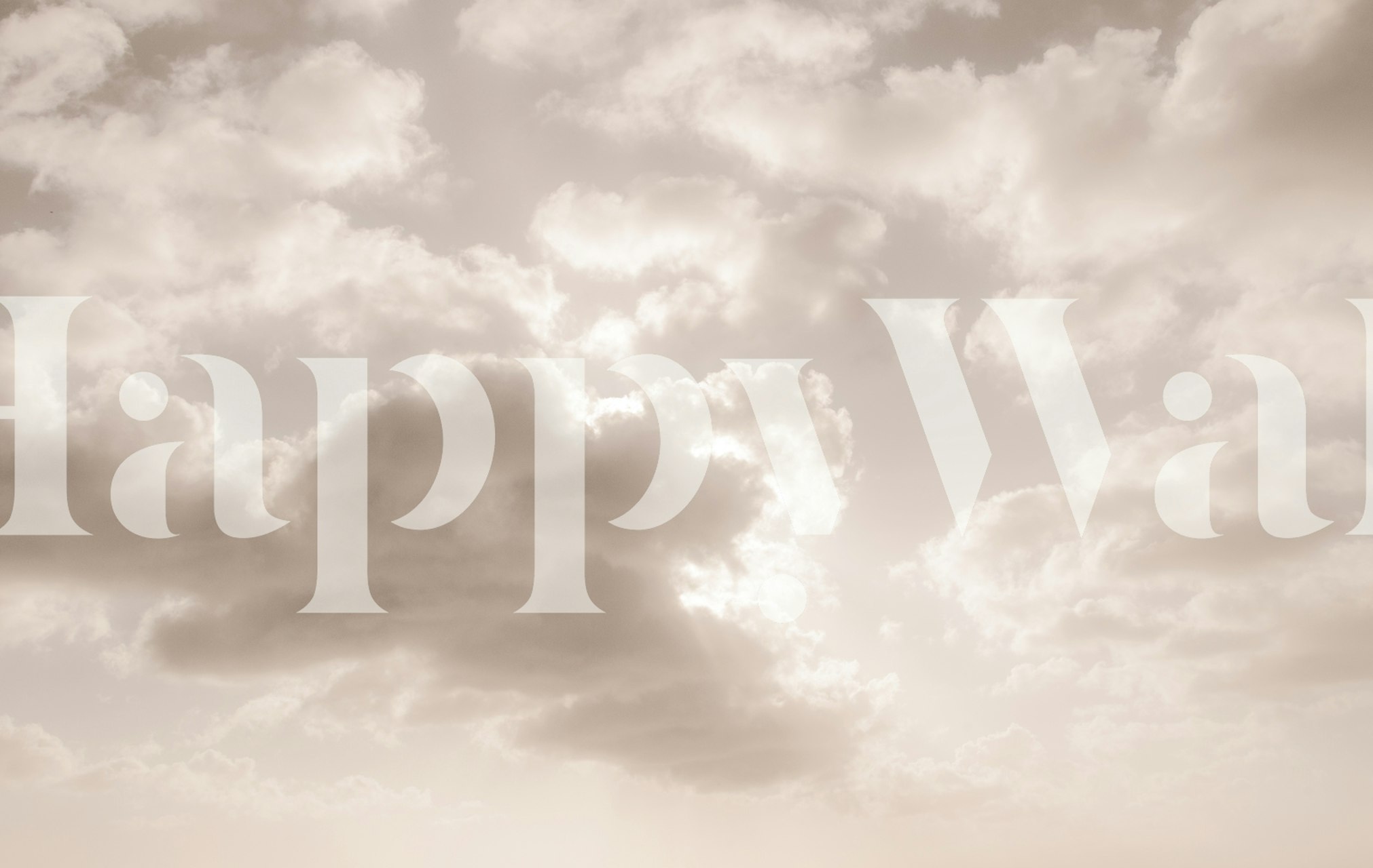 Papel de parede Soft Beige Clouds em um quarto