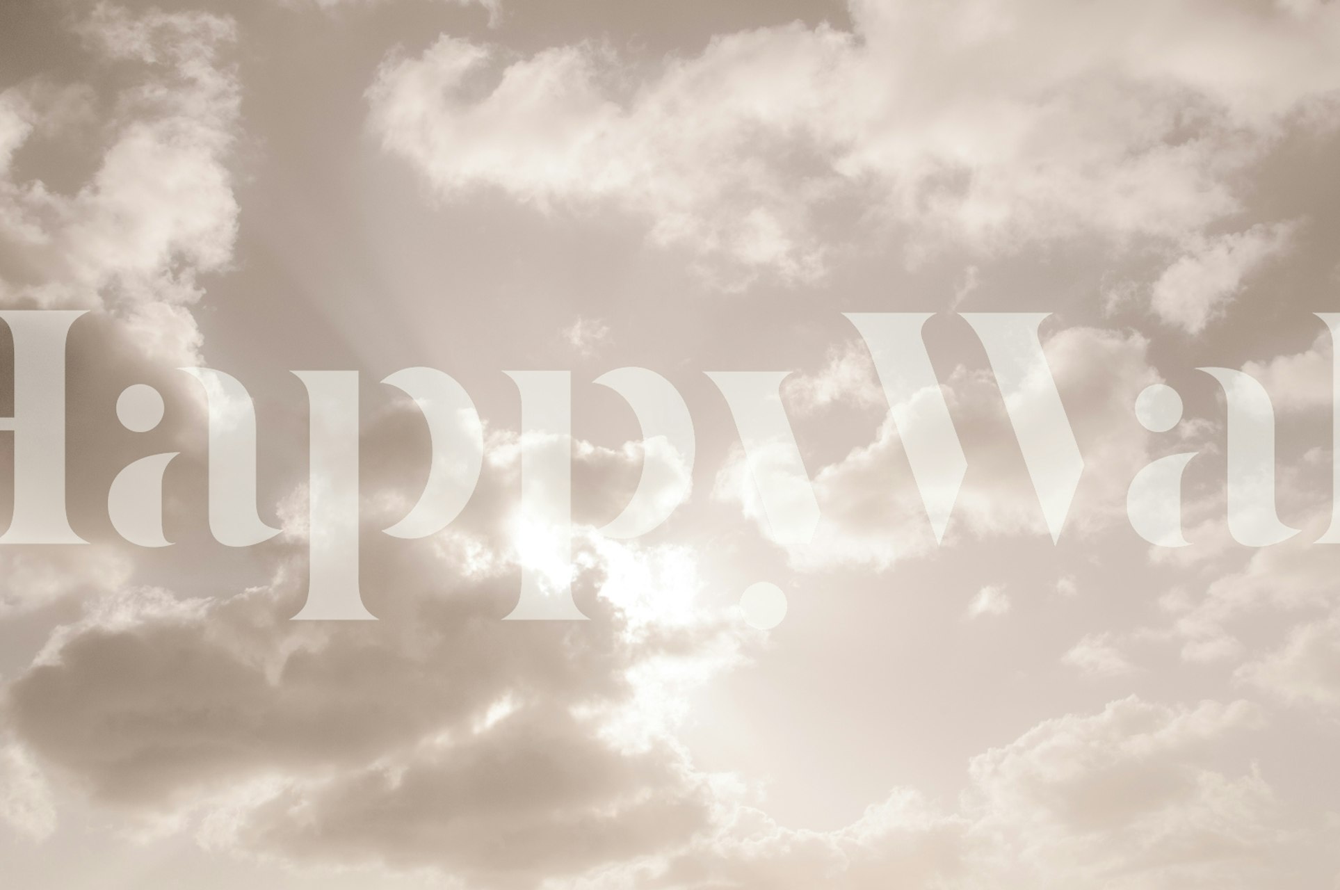 Zidni mural bež oblaci s blagim osvjetljenjem i prizorom mirnog neba