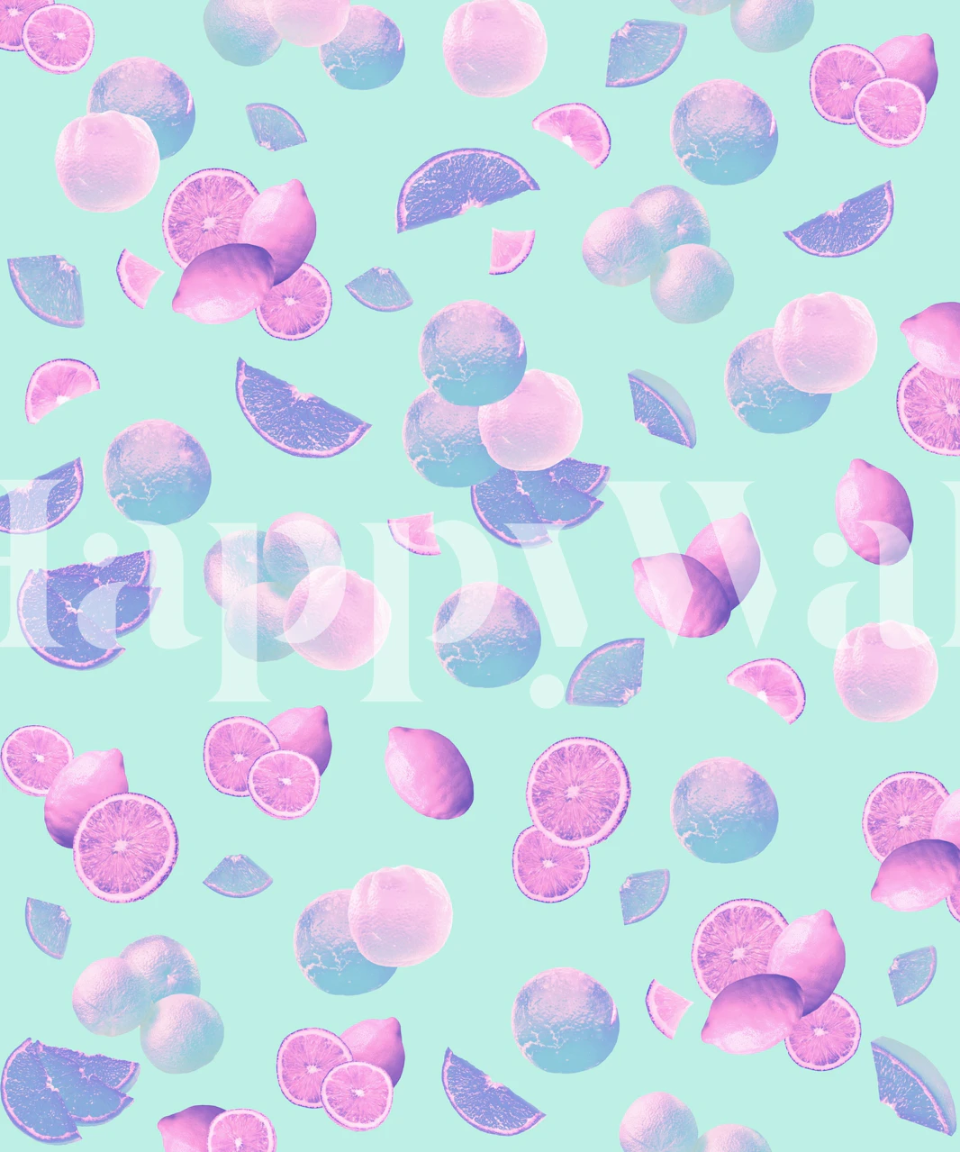 Oranssi ja sitruuna kuvioitu tapetti huoneessa