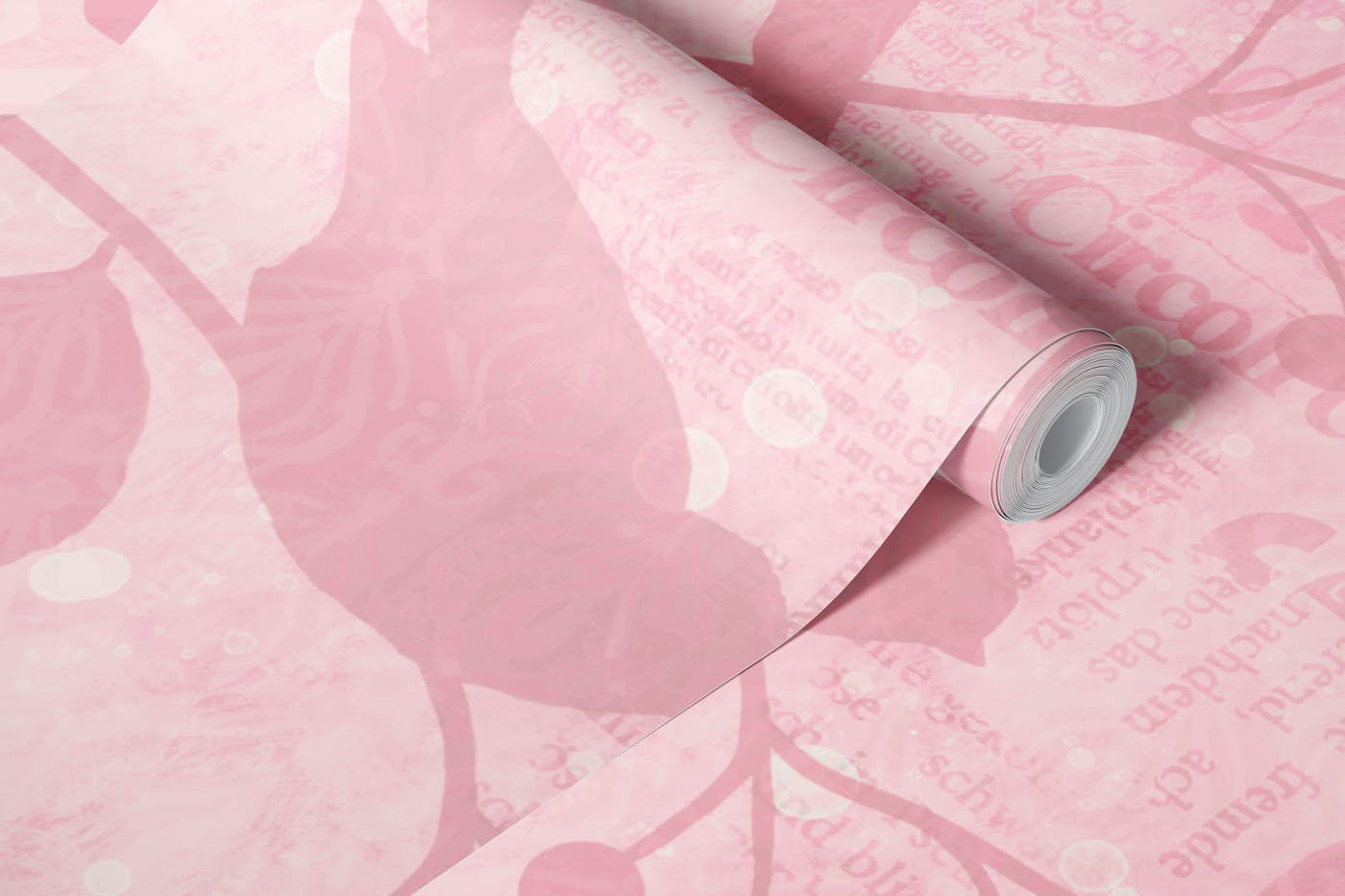 Dreamy Bird Garden Pastel Pink wallpaper roll