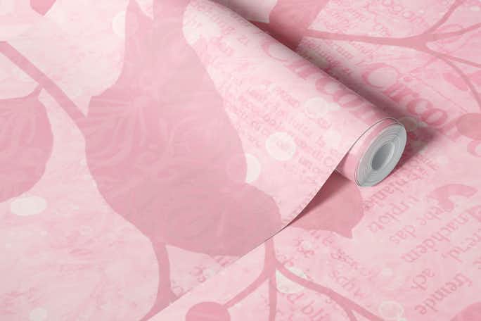 Dreamy Bird Garden Pastel Pinkwallpaper roll