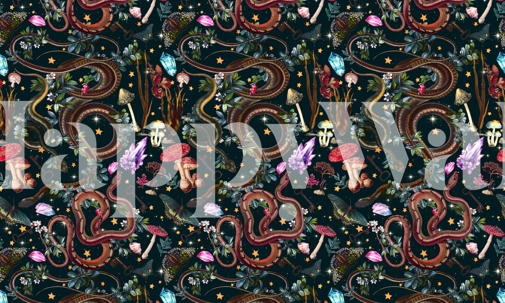 Mysterious Mushroom Forest III wallpaper in een kamer