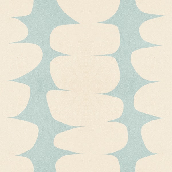 MID-CENTURY ZEN PEBBLES WALLPAPER 3. TEAL WALLPAPER