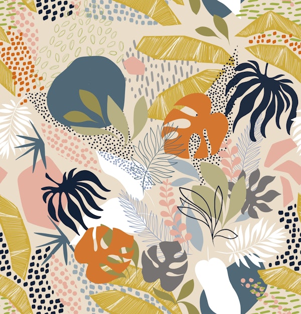 Tropical Boho Foliage 1. EARTHY WALLPAPER