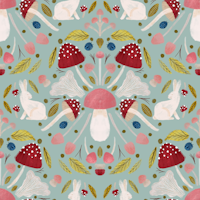 Charming bunnies amidst enchanting mushrooms tapeta